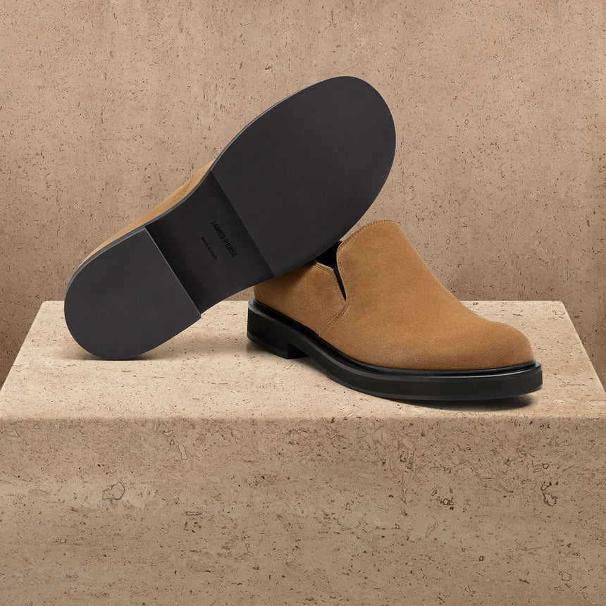 Men's Soft Suede Loafer In Cognac | James Perse Los Angeles