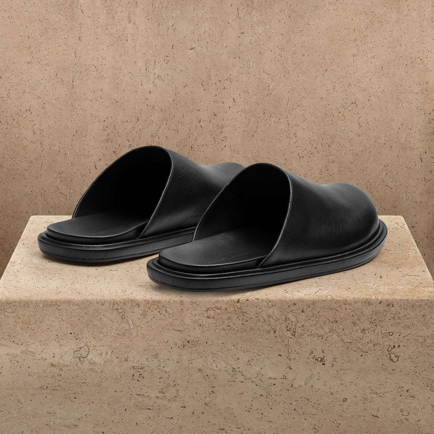 Men's Calf Leather Mule - Black