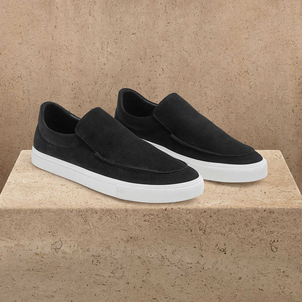 Men's Coastal Suede Slip On in Black | James Perse Los Angeles