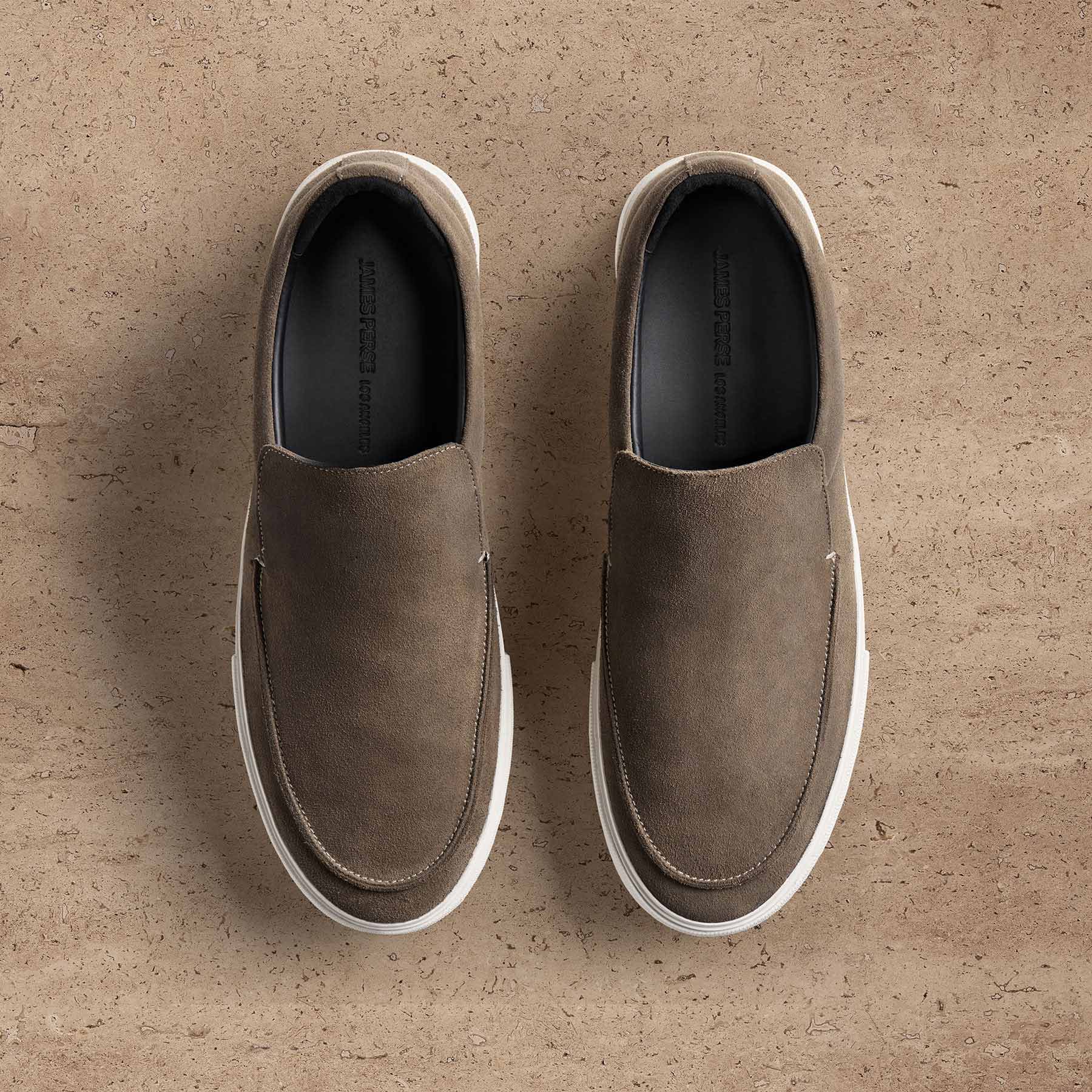Men's Coastal Suede Slip On - Cement | James Perse Los Angeles