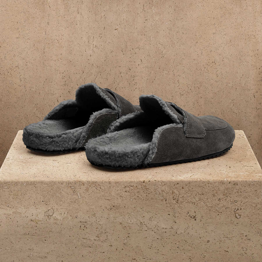 Men's Suede Shearling Lined Loafer - Ash/Heather Grey
