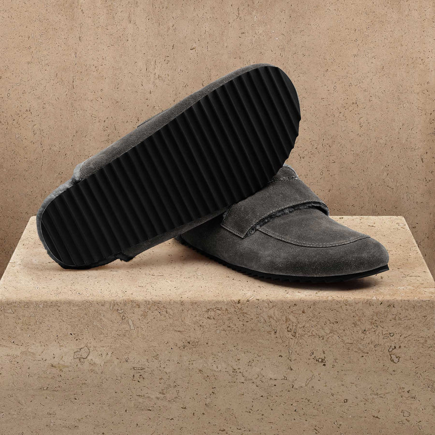 Men's Suede Shearling Lined Loafer - Ash/Heather Grey