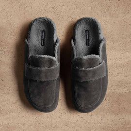 Men's Suede Shearling Lined Loafer - Ash/Heather Grey