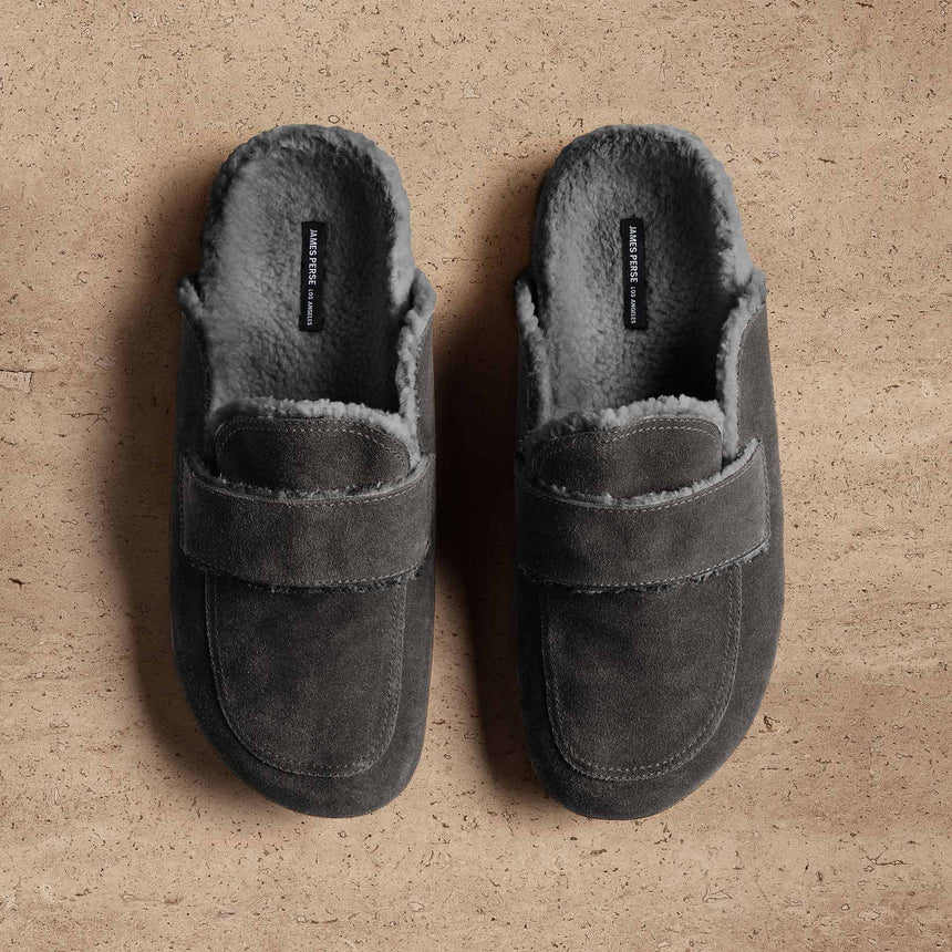 Men's Suede Shearling Lined Loafer - Ash/Heather Grey