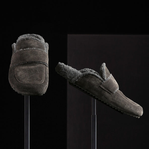 Men's Suede Shearling Lined Loafer in Ash/Heather Grey | James Perse Los Angeles