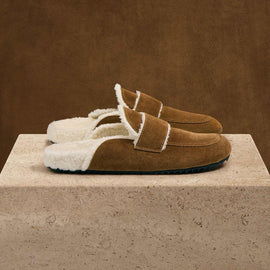 Men's Suede Shearling Lined Loafer in Tabacco/Ivory | James Perse Los Angeles