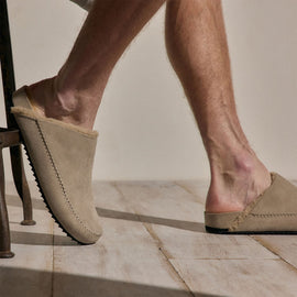 Men's Suede Shearling Clog in Earth | James Perse Los Angeles