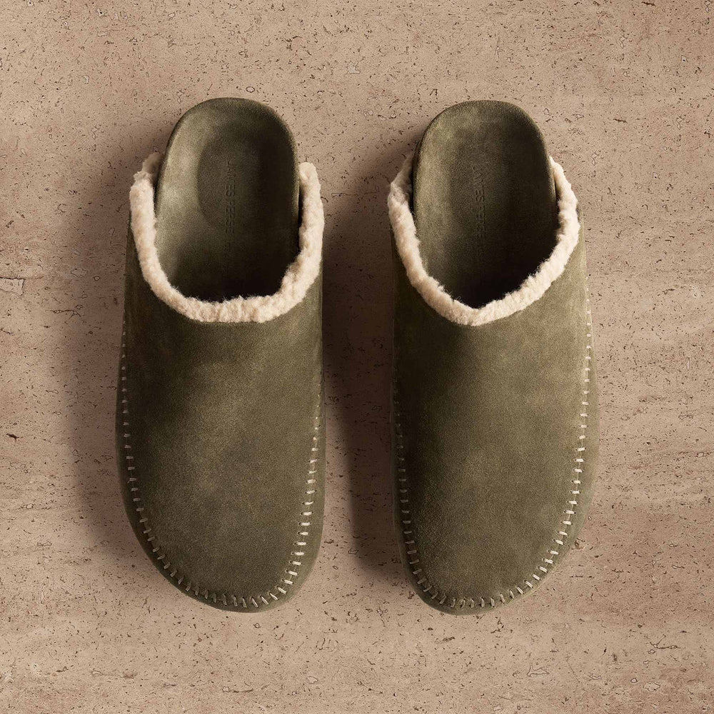 Men's Suede Shearling Clog in Musk | James Perse Los Angeles