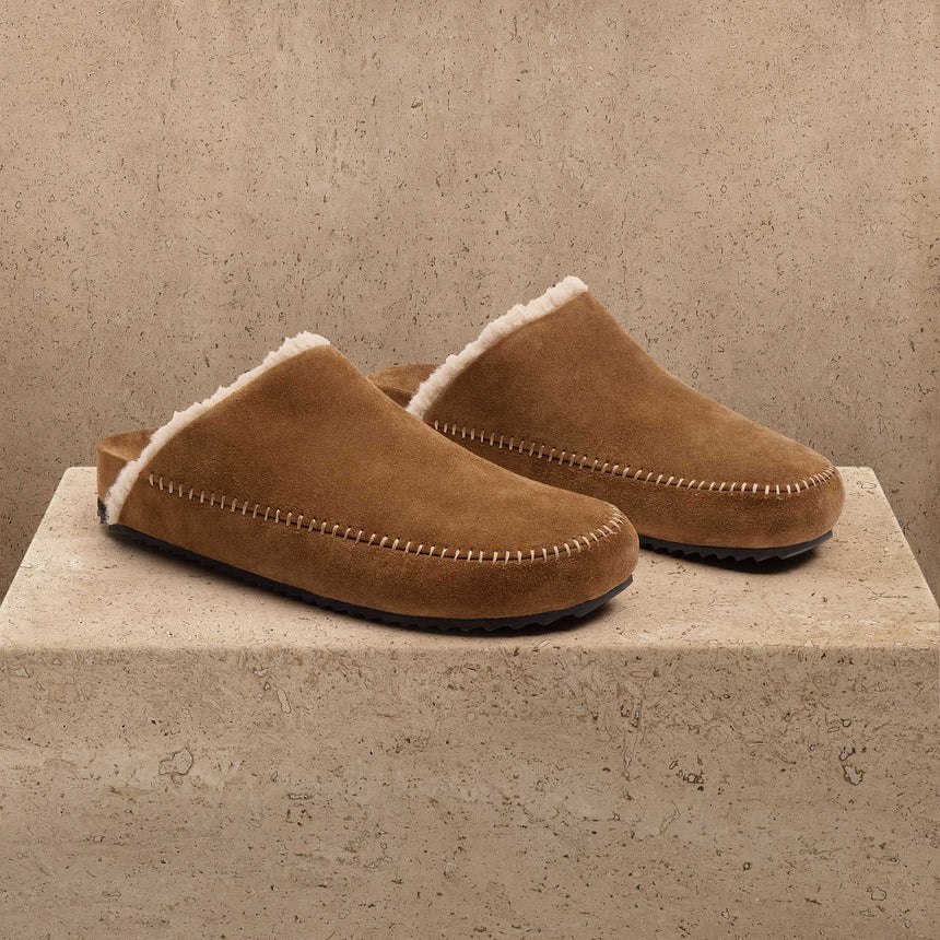 Men's Suede Shearling Clog in Tabacco | James Perse Los Angeles
