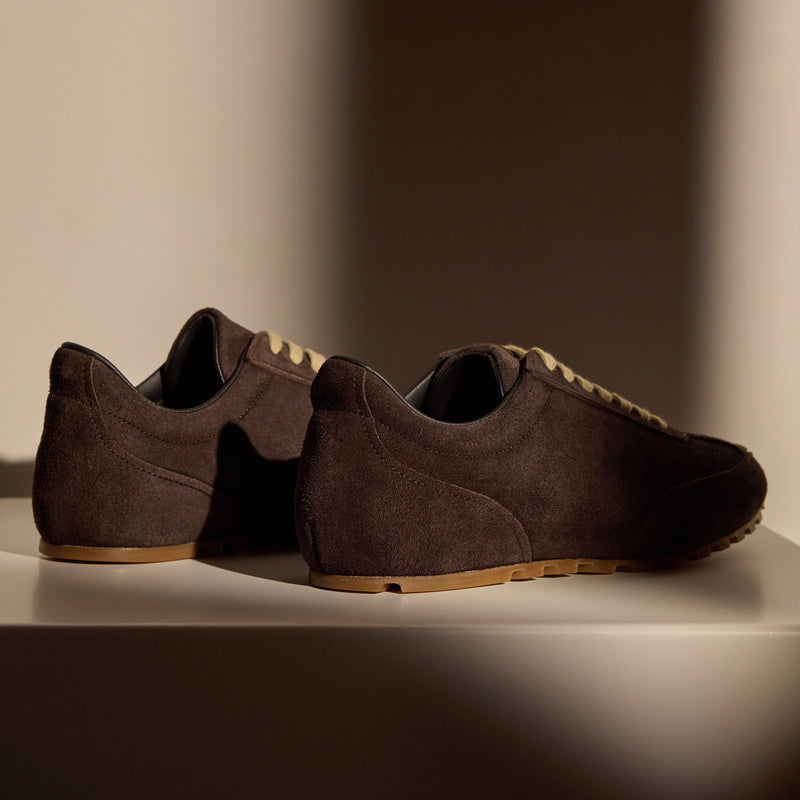 Women's Suede Low Running Sneaker in Cafe | James Perse Los Angeles