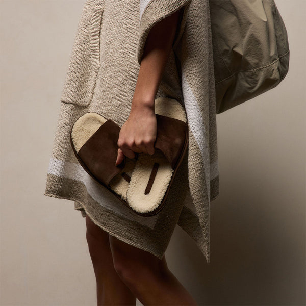 Women's Shearling Suede Slide in Acero/Natural | James Perse Los Angeles