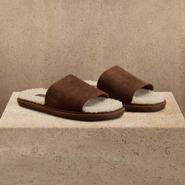 Women's Shearling Suede Slide In Acero/Natural | James Perse Los Angeles