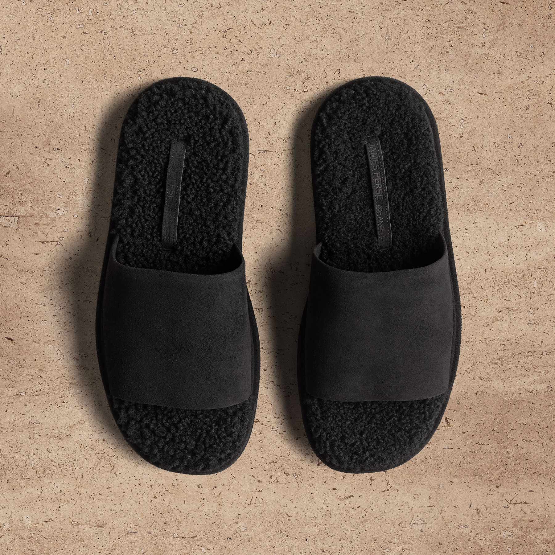 Women's Shearling Suede Slide In Black/Black | James Perse Los Angeles