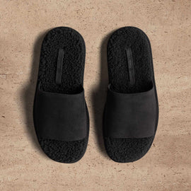 Women's Shearling Suede Slide In Black/Black | James Perse Los Angeles