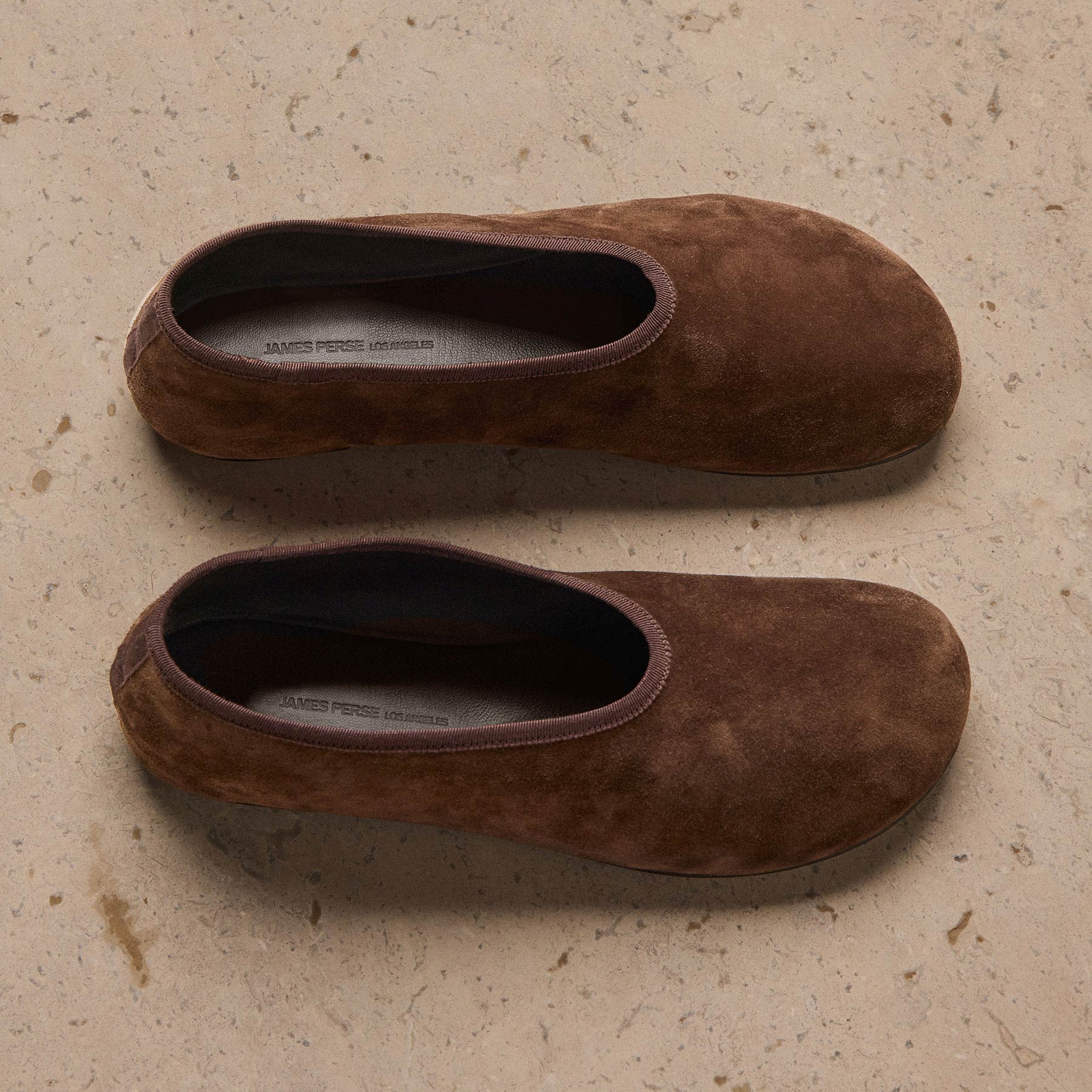 Women's Binded Suede Ballet Flat In Coffee Brown | James Perse Los