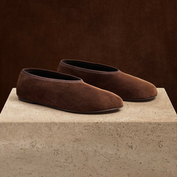 Women's Binded Suede Ballet Flat In Coffee Brown | James Perse Los Angeles
