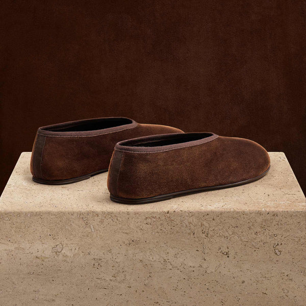 Women's Binded Suede Ballet Flat In Coffee Brown | James Perse Los Angeles