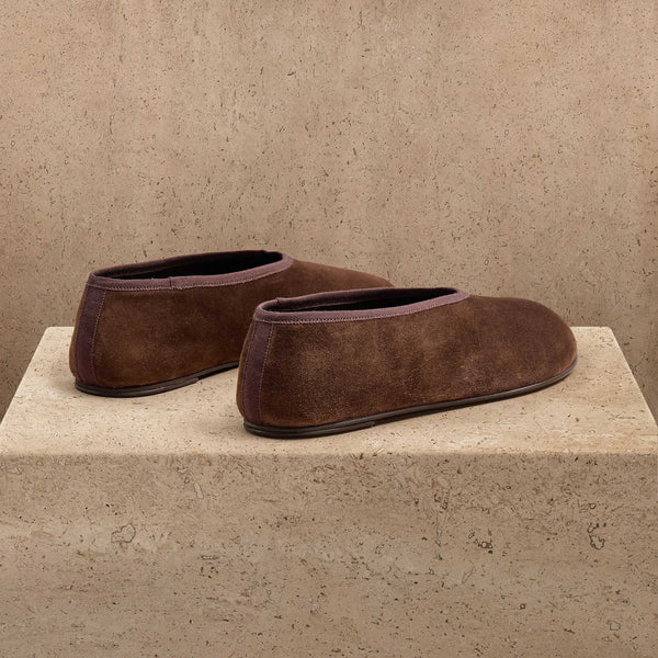 Women's Binded Suede Ballet Flat In Coffee Brown | James Perse Los Angeles