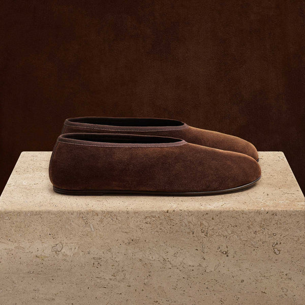 Women's Binded Suede Ballet Flat In Coffee Brown | James Perse Los Angeles