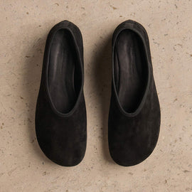 Women's Binded Suede Ballet Flat In Black | James Perse Los Angeles