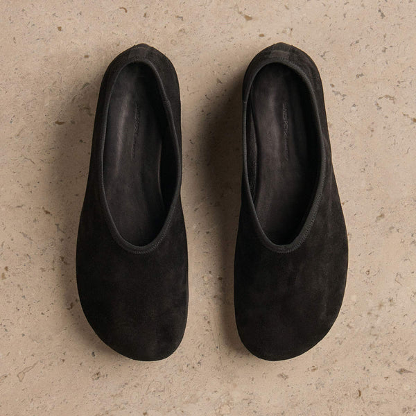 Women's Binded Suede Ballet Flat In Black | James Perse Los Angeles