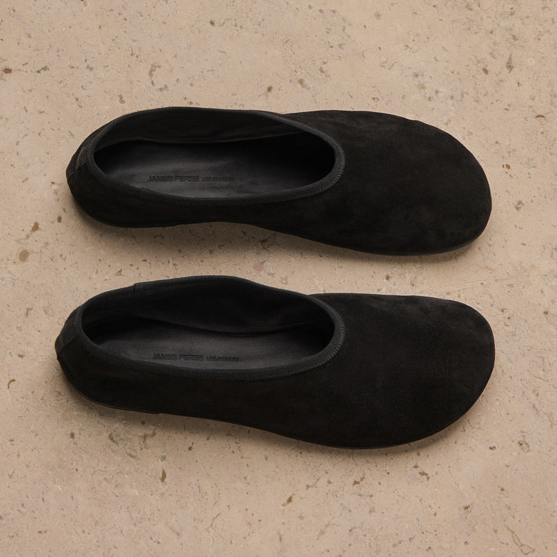 Women's Binded Suede Ballet Flat In Black | James Perse Los Angeles