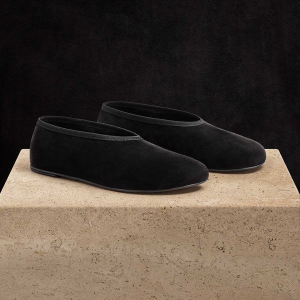 Women's Binded Suede Ballet Flat In Black | James Perse Los Angeles