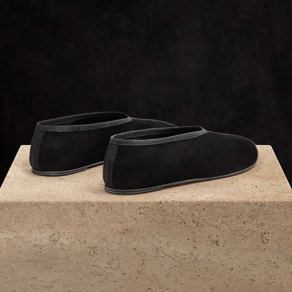 Women's Binded Suede Ballet Flat In Black | James Perse Los Angeles