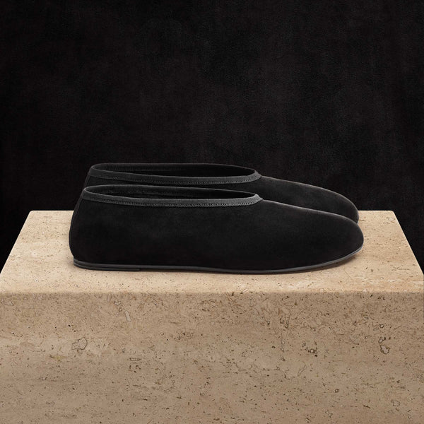 Women's Binded Suede Ballet Flat In Black | James Perse Los Angeles