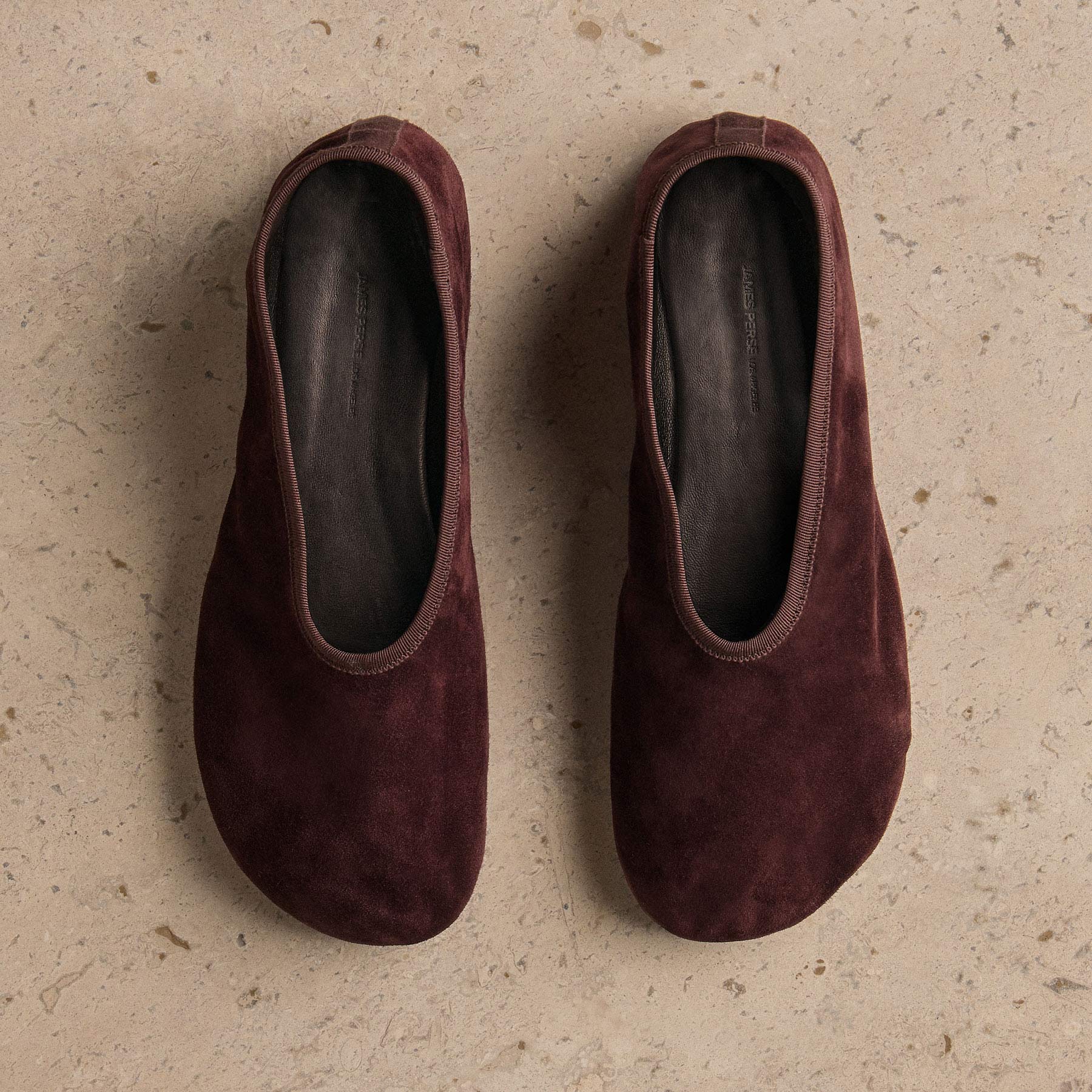 Women's Binded Suede Ballet Flat In Deep Burgundy/Wine | James Perse Los Angeles