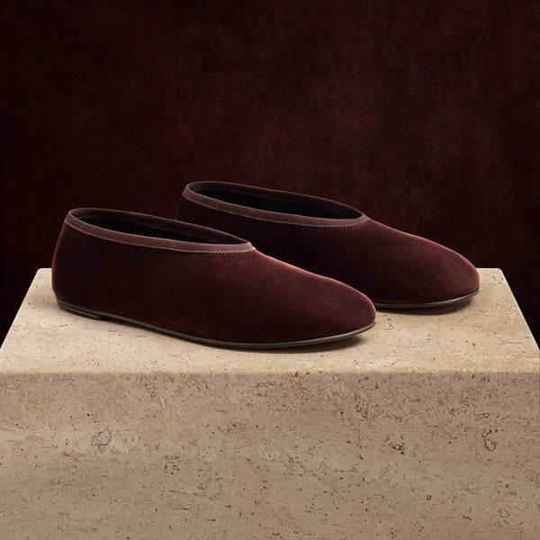 Women's Binded Suede Ballet Flat In Deep Burgundy/Wine | James Perse Los Angeles