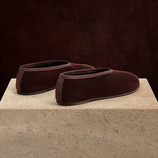 Women's Binded Suede Ballet Flat In Deep Burgundy/Wine | James Perse Los Angeles