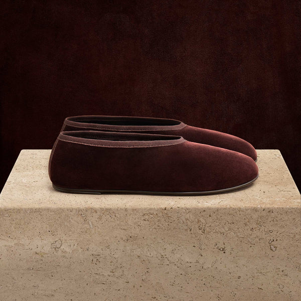 Women's Binded Suede Ballet Flat In Deep Burgundy/Wine | James Perse Los Angeles