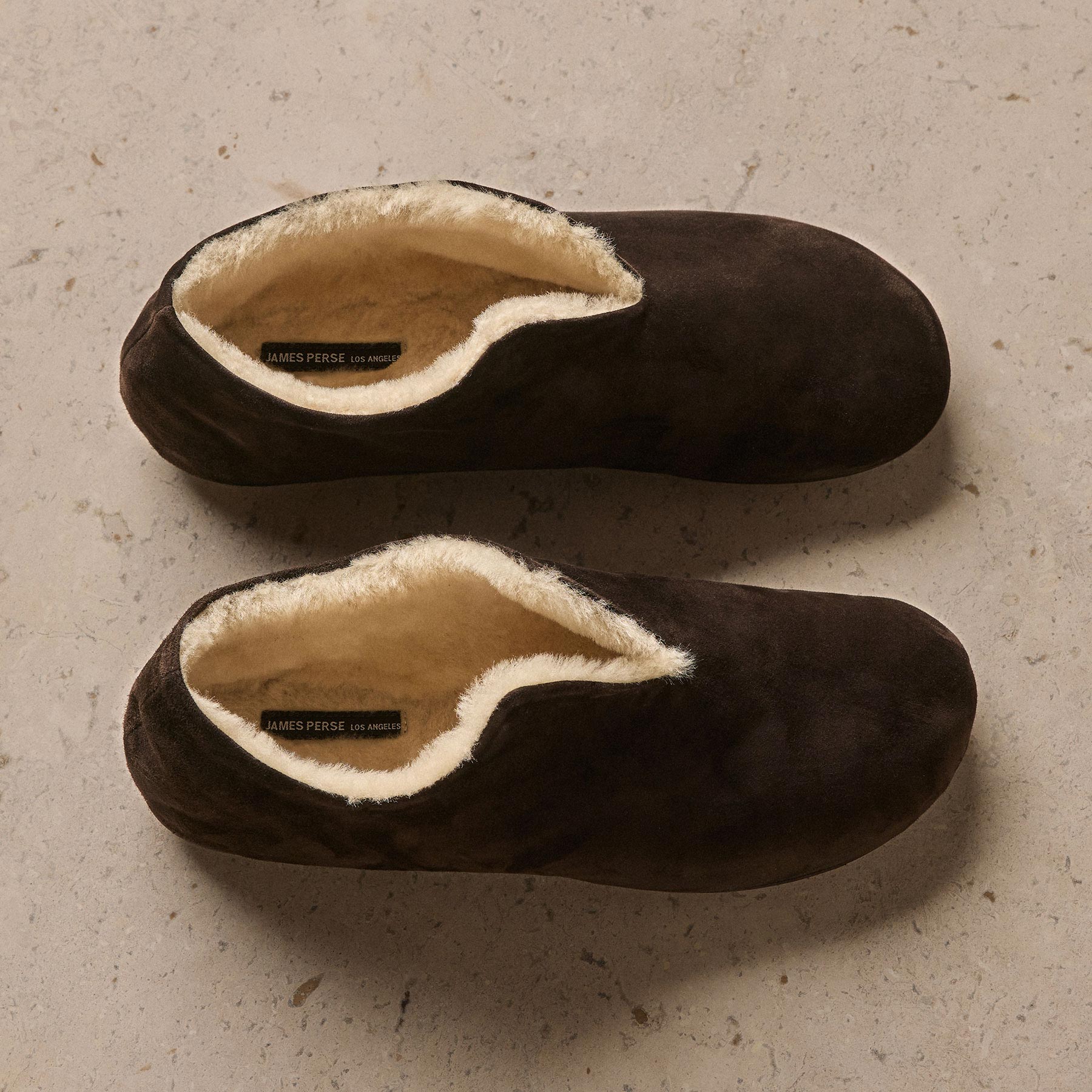 Women's Shearling Lined Suede Babouche in Acero/Natural | James Perse Los Angeles
