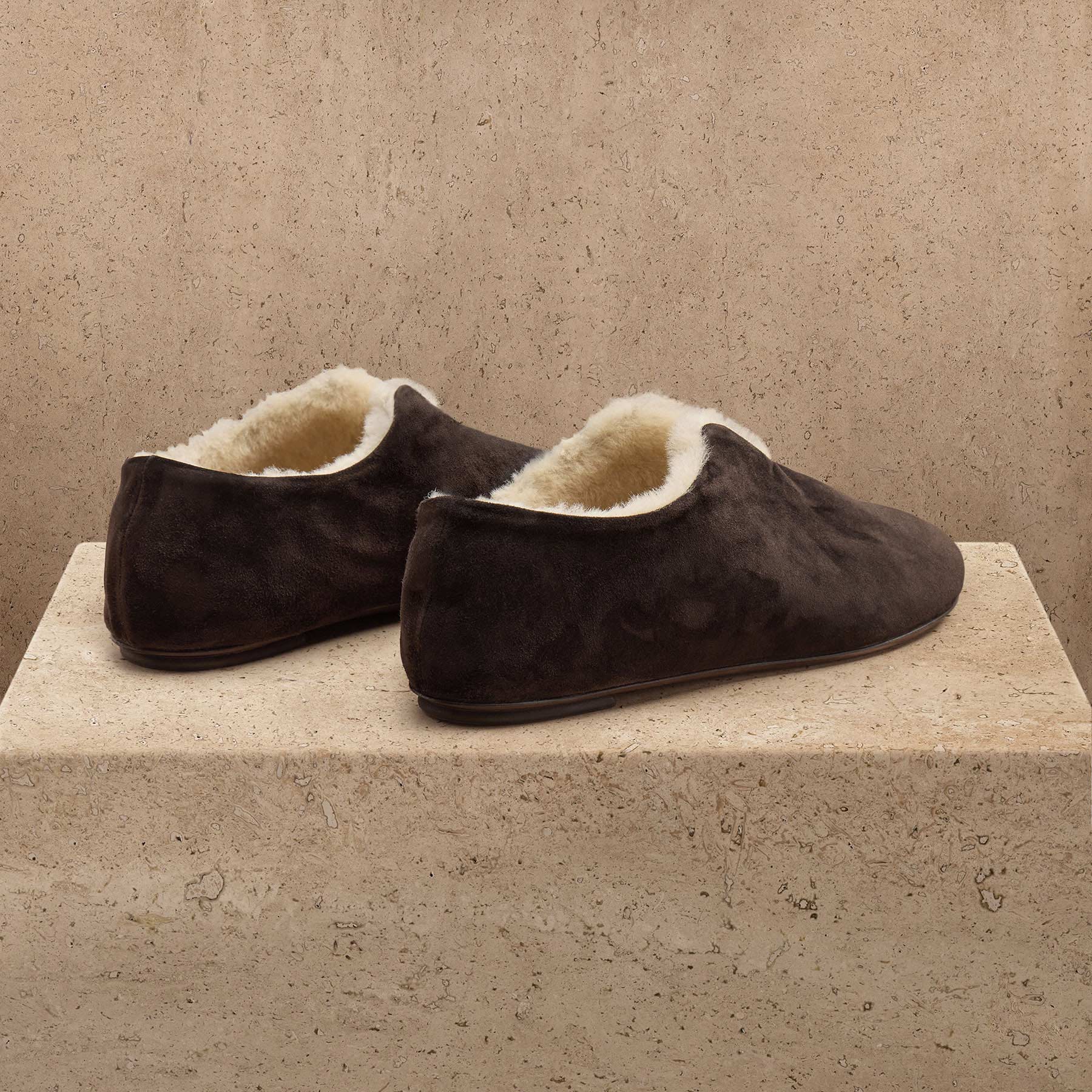 Women's Shearling Lined Suede Babouche in Acero/Natural | James Perse Los Angeles