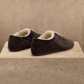 Women's Shearling Lined Suede Babouche in Acero/Natural | James Perse Los Angeles