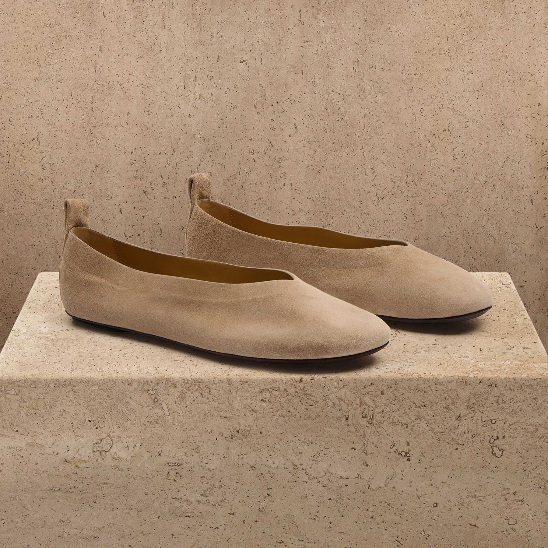 Women's Suede V Ballet Flat In Natural | James Perse Los Angeles