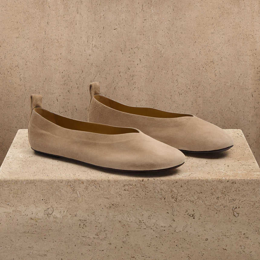 Women's Suede V Ballet Flat In Natural | James Perse Los Angeles