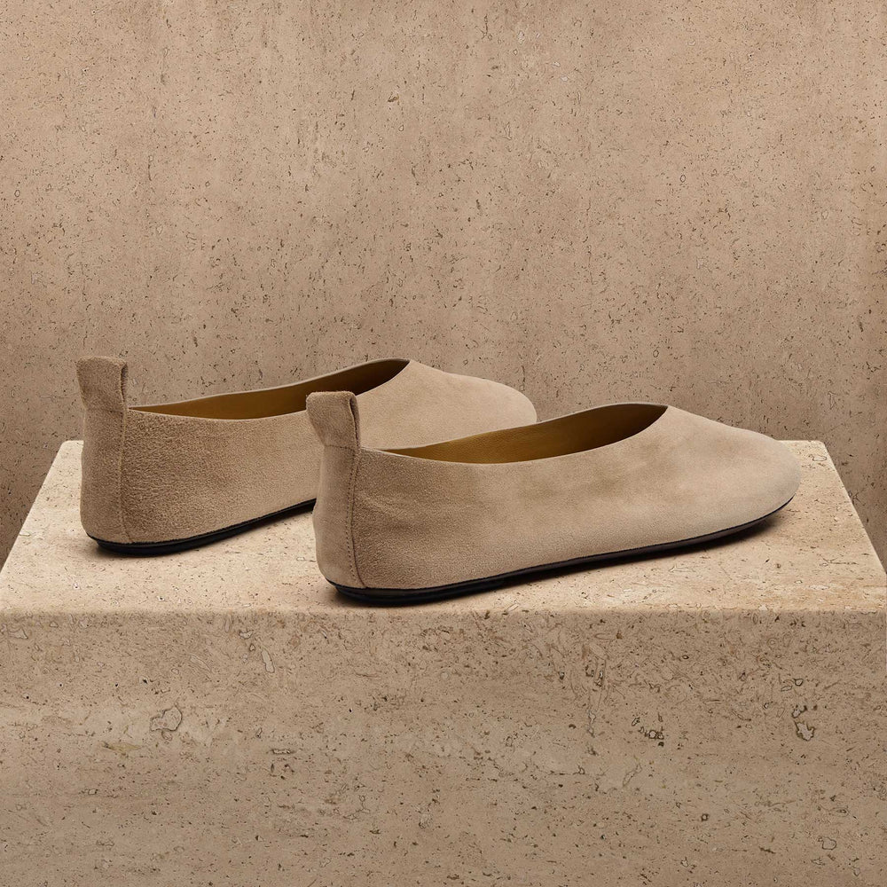 Women's Suede V Ballet Flat In Natural | James Perse Los Angeles