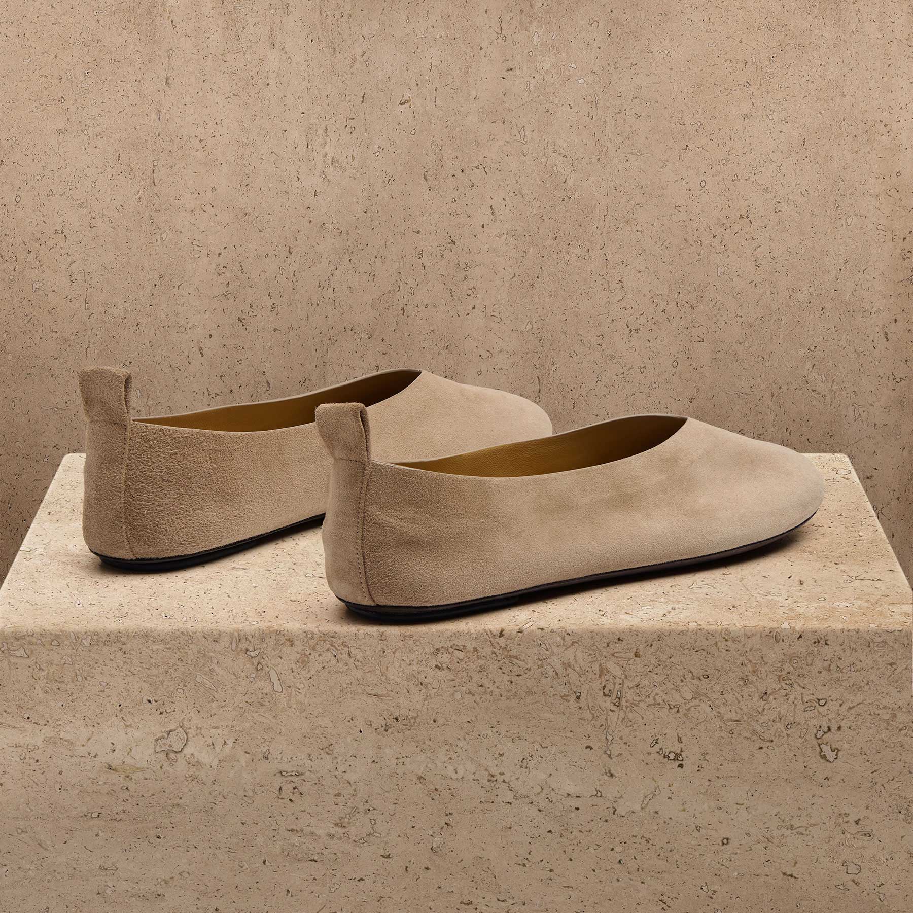Women's Suede V Ballet Flat In Natural | James Perse Los Angeles