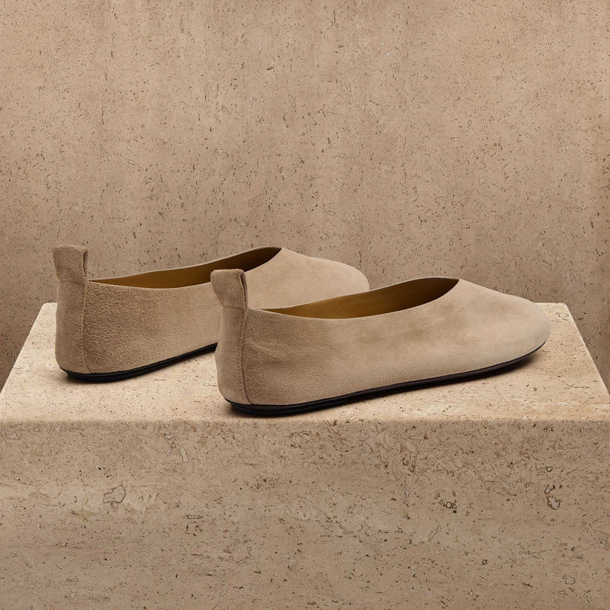Women's Suede V Ballet Flat In Natural | James Perse Los Angeles