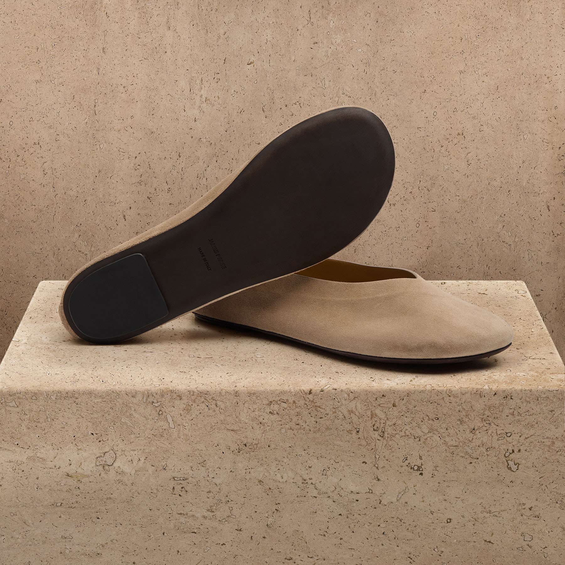 Women's Suede V Ballet Flat In Natural | James Perse Los Angeles