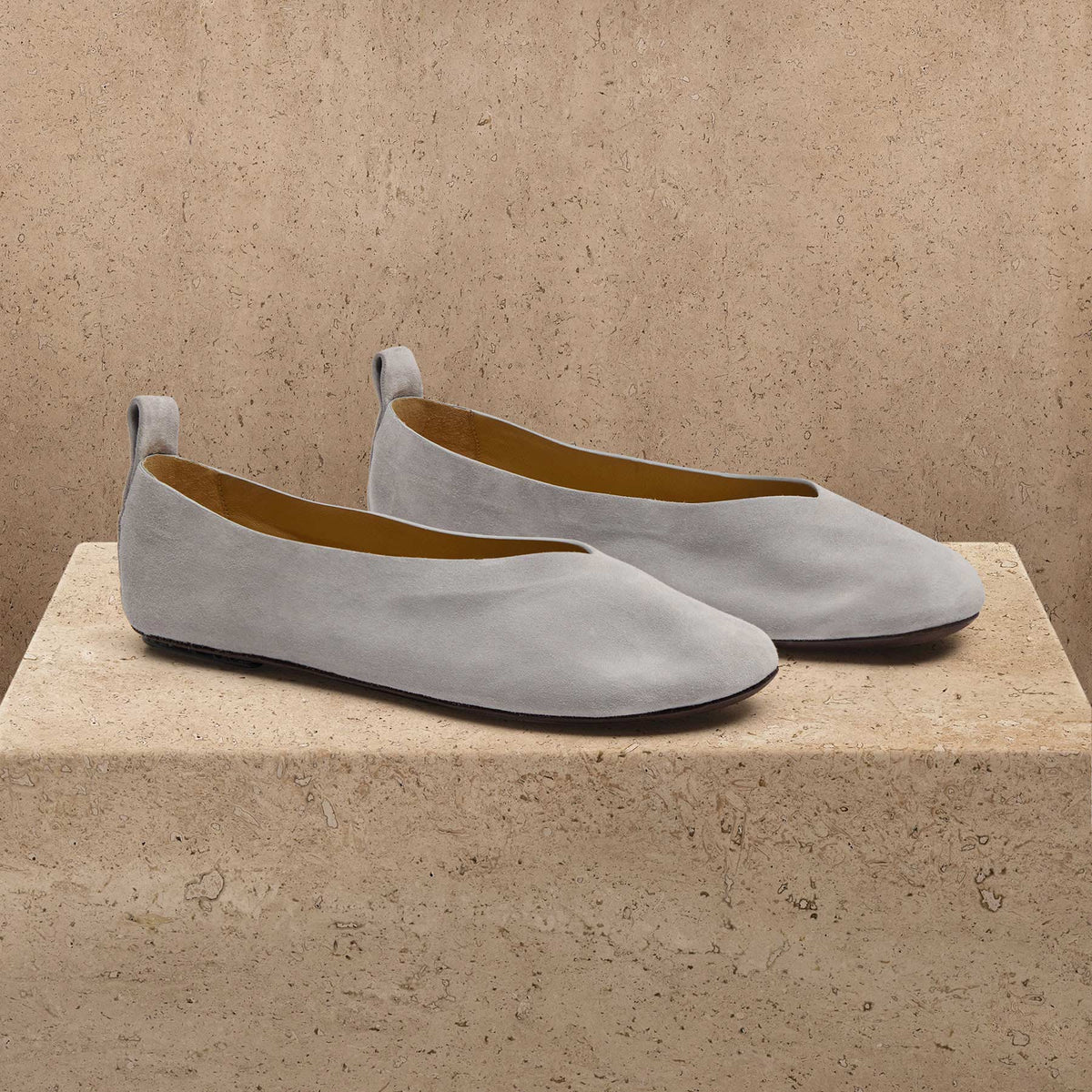 Women's Suede V Ballet Flat in Powder | James Perse Los Angeles