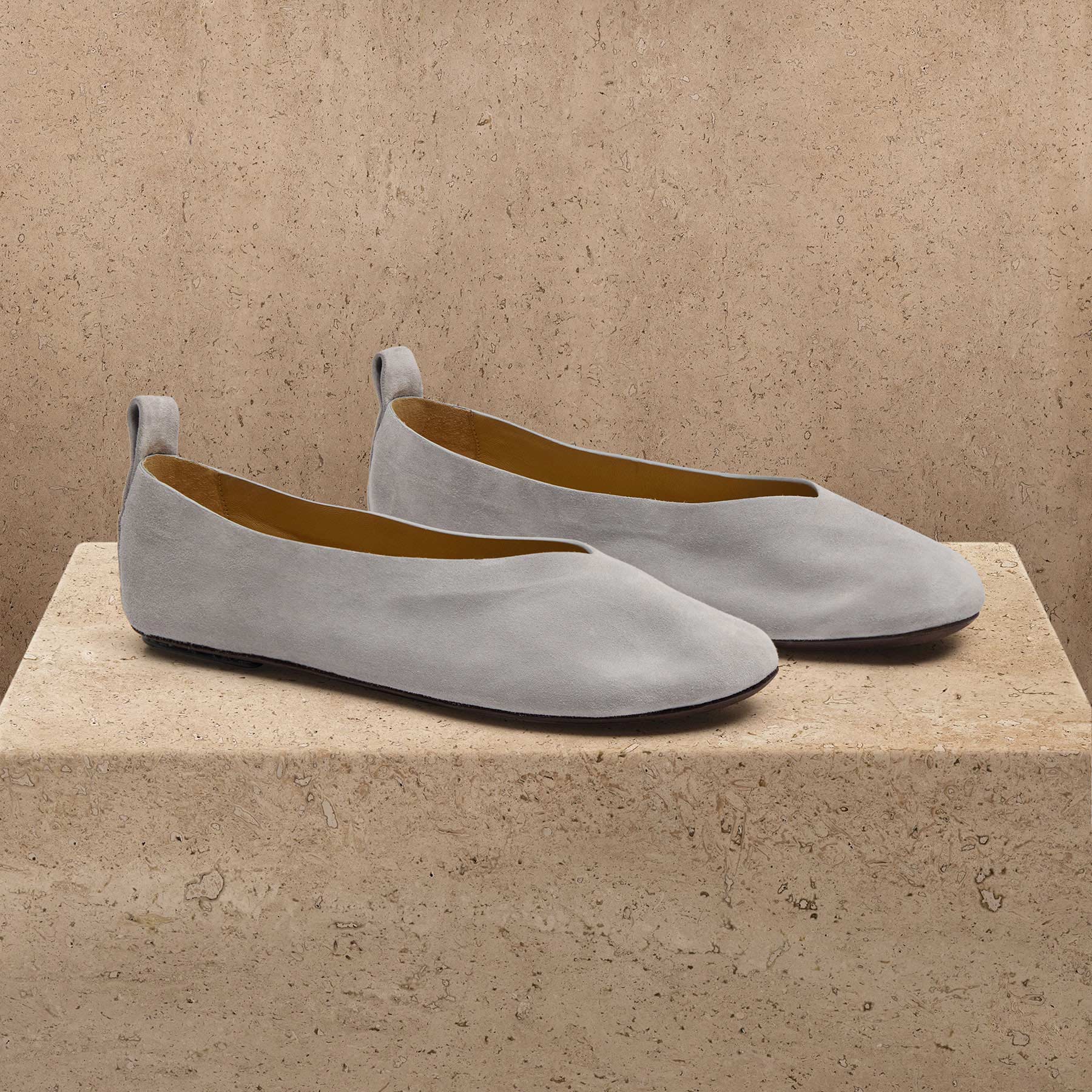 Women's Suede V Ballet Flat in Powder | James Perse Los Angeles