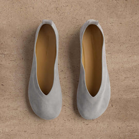 Women's Suede V Ballet Flat in Powder | James Perse Los Angeles