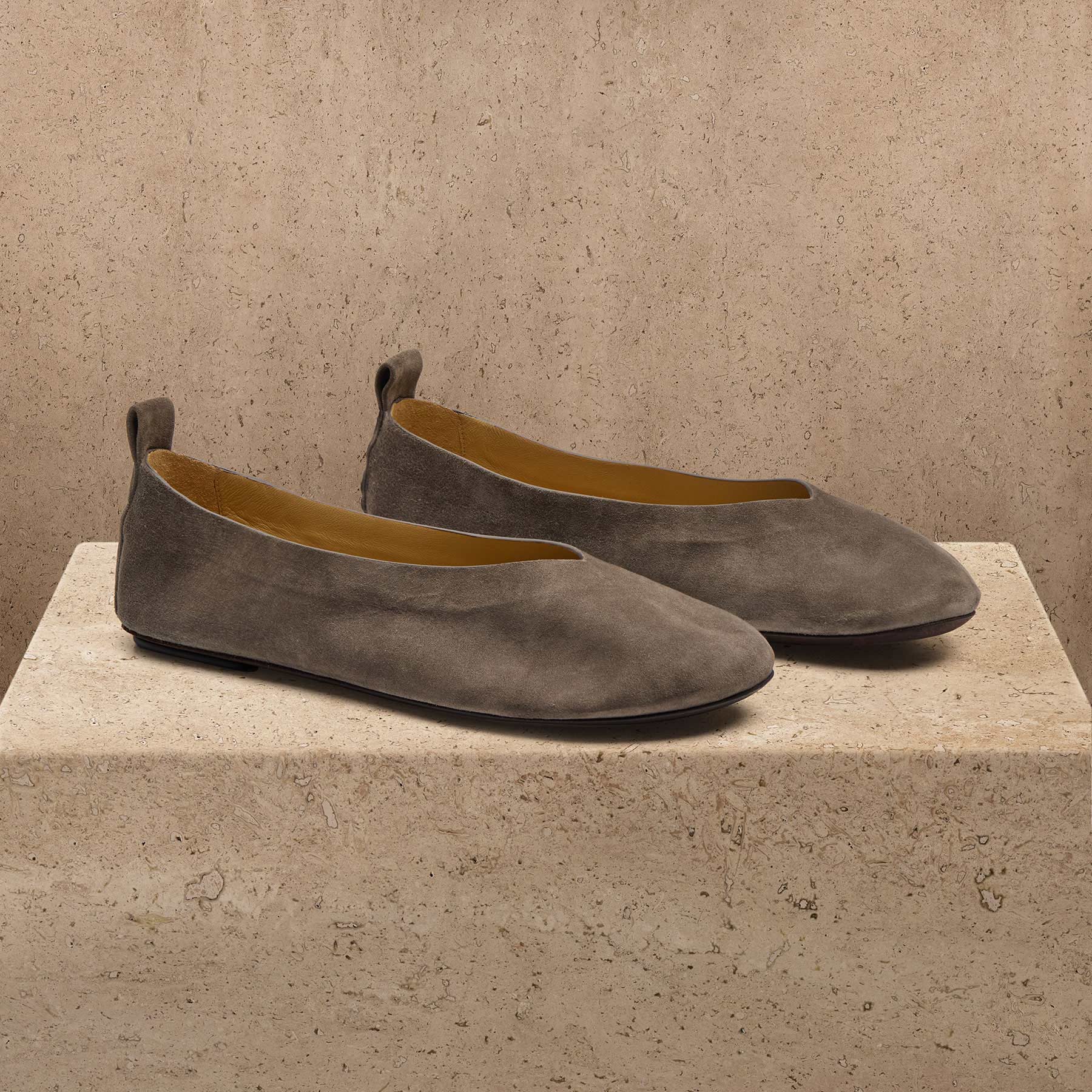 Women's Suede V Ballet Flat in Taupe Grey | James Perse Los Angeles