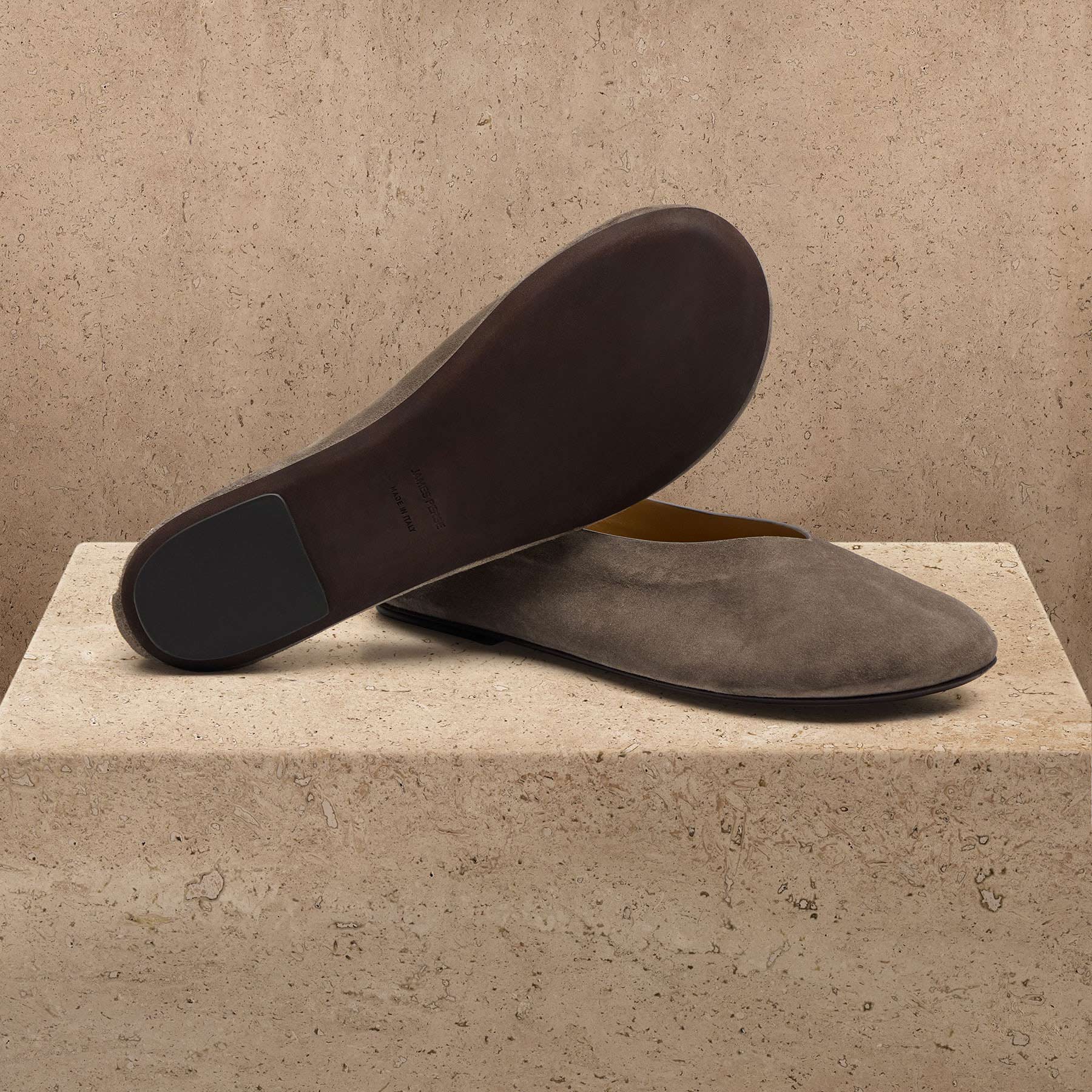 Women's Suede V Ballet Flat in Taupe Grey | James Perse Los Angeles