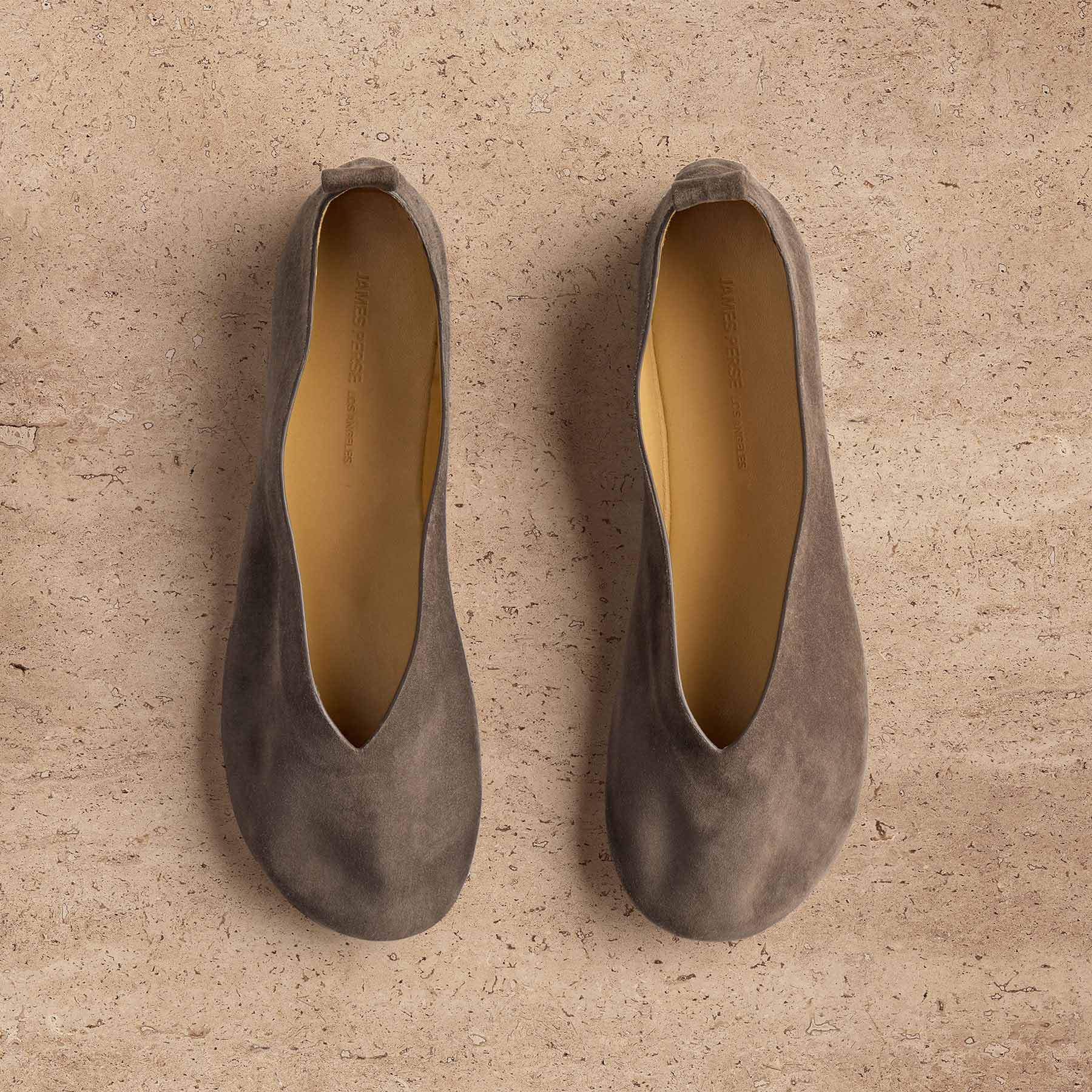 Women's Suede V Ballet Flat in Taupe Grey | James Perse Los Angeles