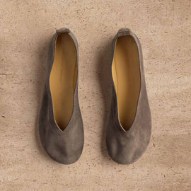Women's Suede V Ballet Flat in Taupe Grey | James Perse Los Angeles