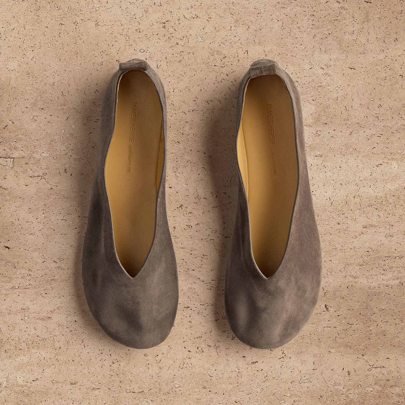 Women's Suede V Ballet Flat in Taupe Grey | James Perse Los Angeles